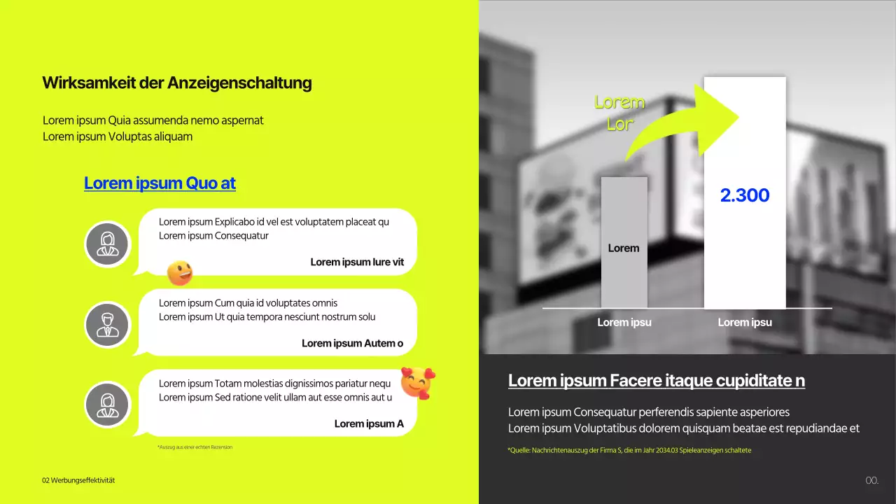 Vorschlag für eine kalkfarbene und blaue Gebäudeplakatierung