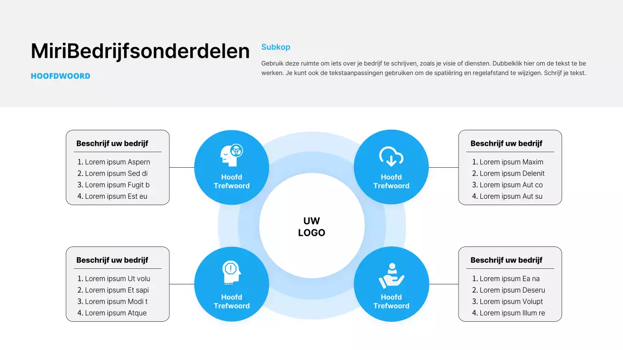 Eenvoudig bedrijf in wit en lichtblauw
