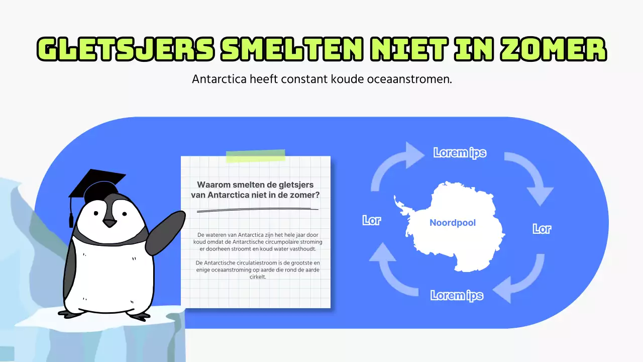 Antarctica onderwijs met blauwe pinguïn illustratie elementen