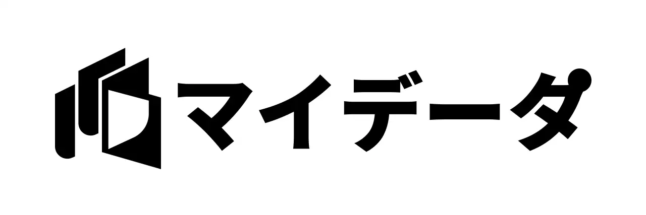 黒のシンプルなシンボルマークが入ったデータ管理会社のロゴマーク