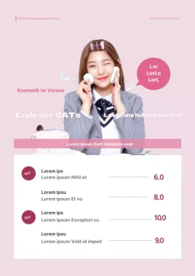 Werben Sie mit einem Foto eines weiblichen Models in Hellblau für einen einfachen Sommer-Kosmetikverkauf.