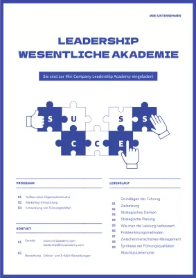 Leadership Academy Flyer Vorlage in blau