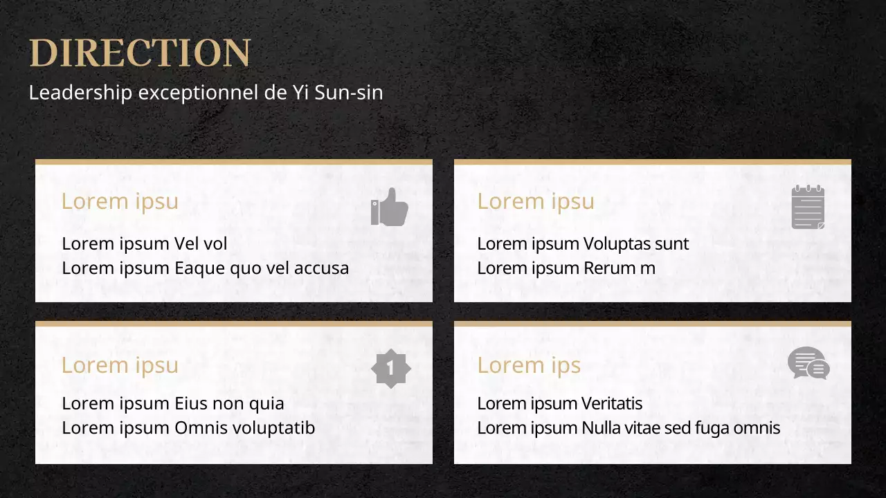 Un concept traditionnel et grandiose en noir et or