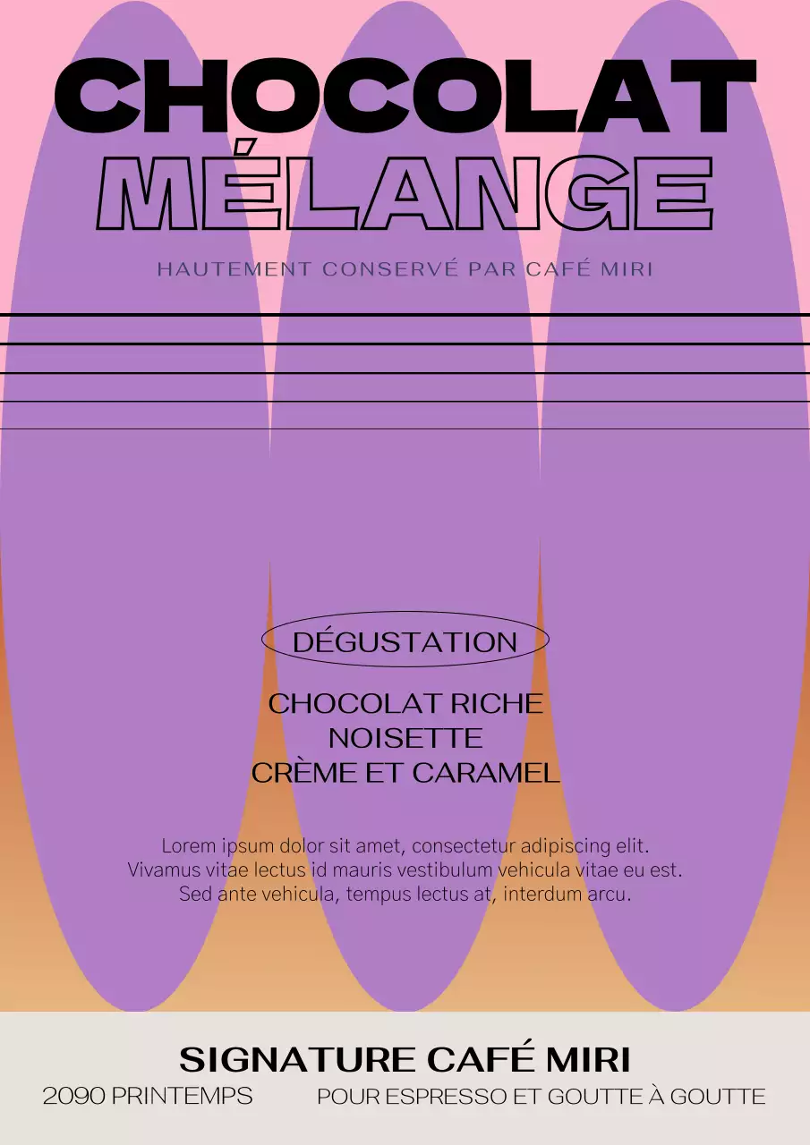 Grains de café graphiques en mauve