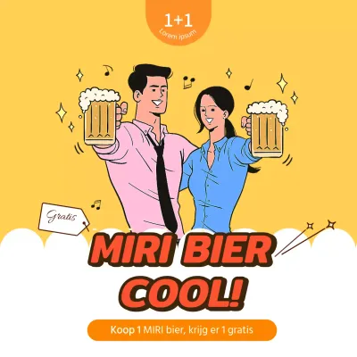 Bier evenementen met illustraties op een gele achtergrond