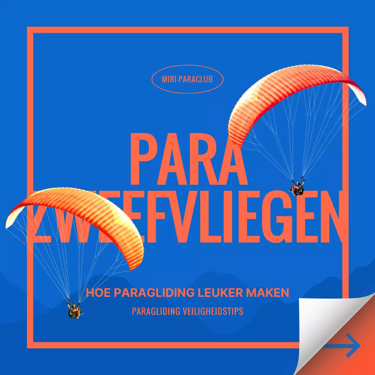 Typografie in blauw en rood paragliden