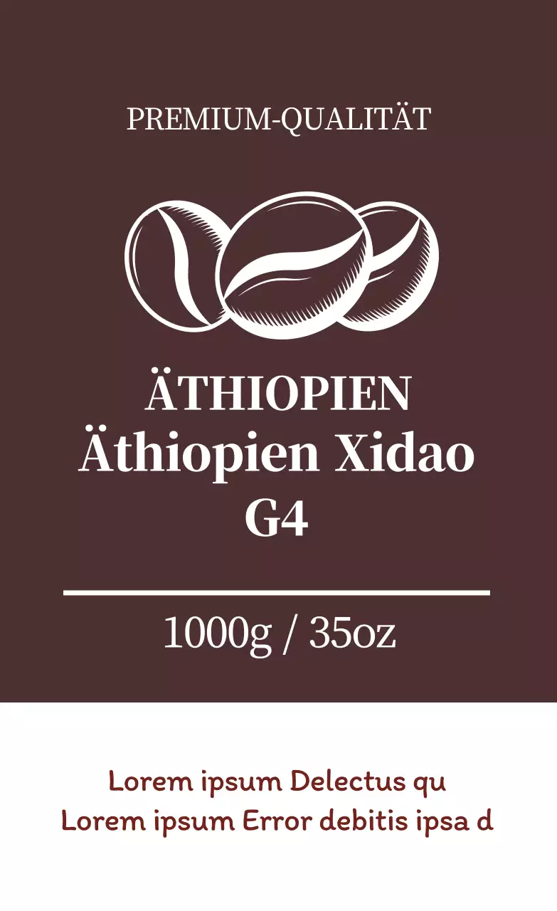 Gepflegtes Kaffeebohnen-Etikett mit brauner Illustration