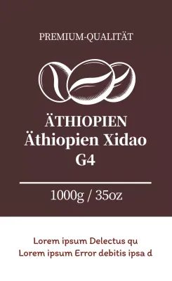 Gepflegtes Kaffeebohnen-Etikett mit brauner Illustration