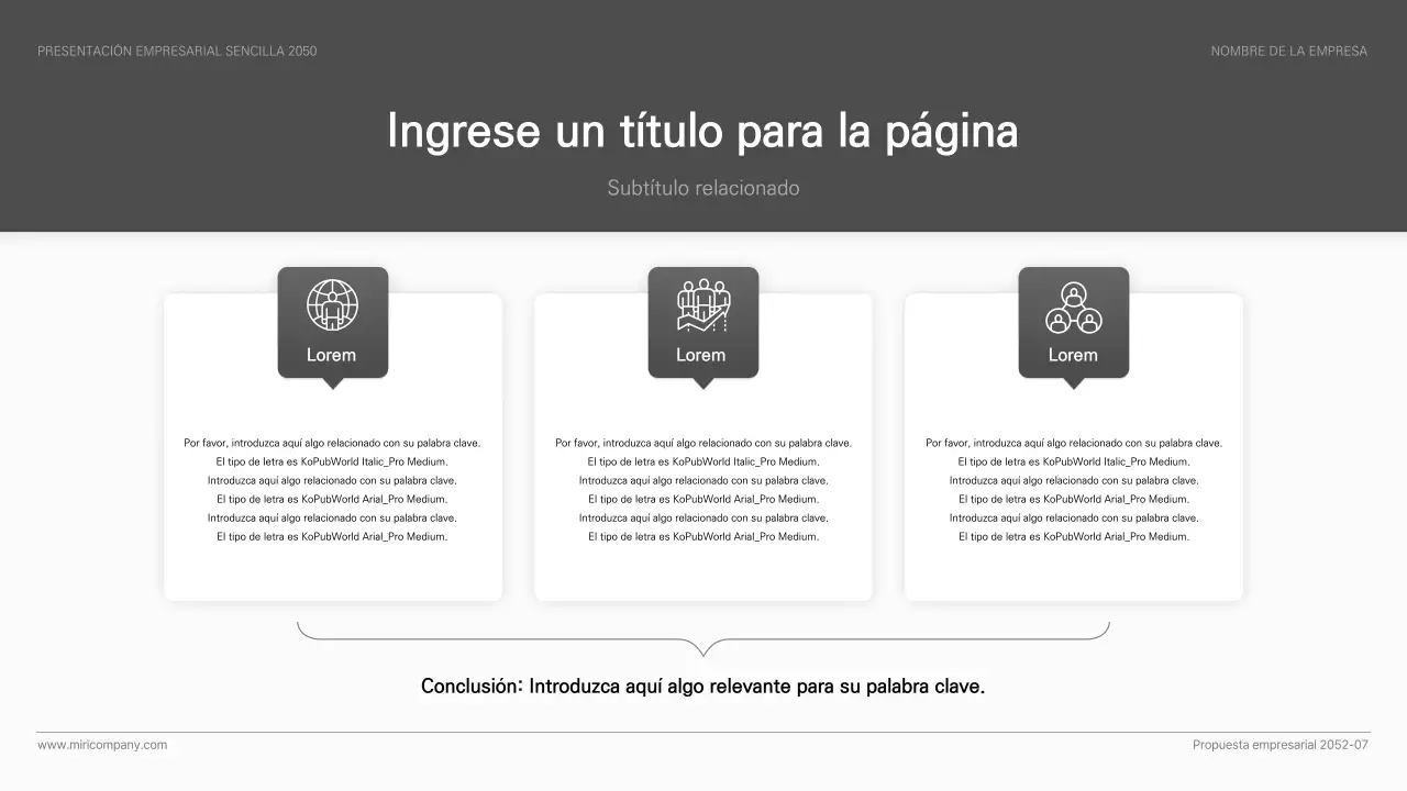 Presentación empresarial de estilo sencillo y básico en blanco y negro