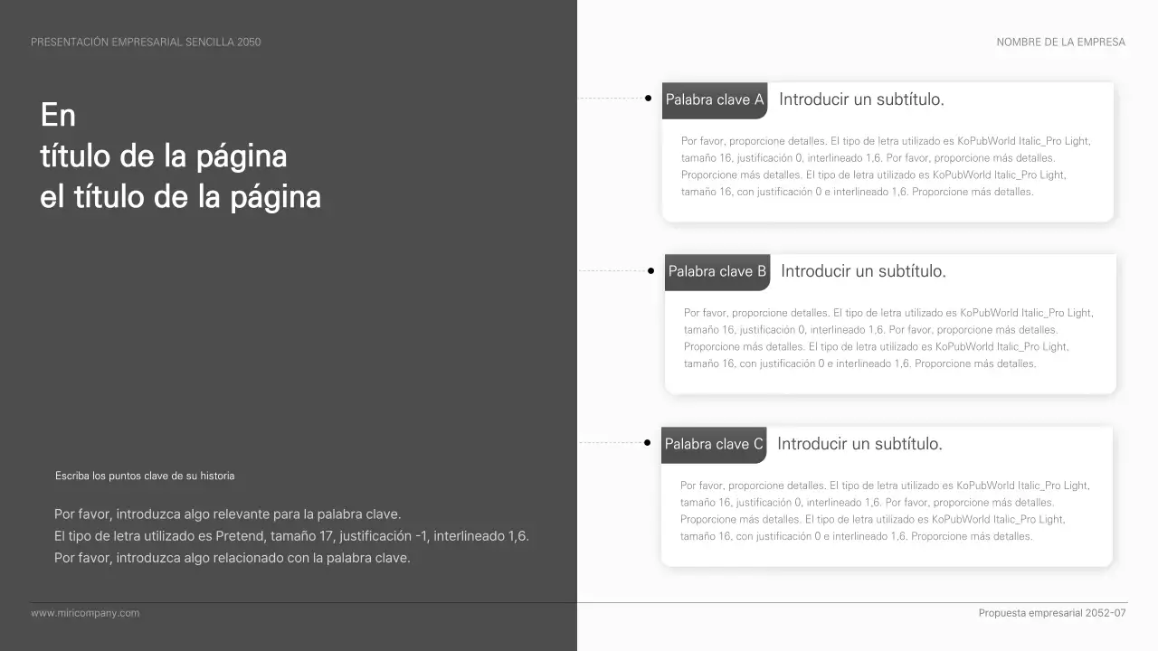 Presentación empresarial de estilo sencillo y básico en blanco y negro