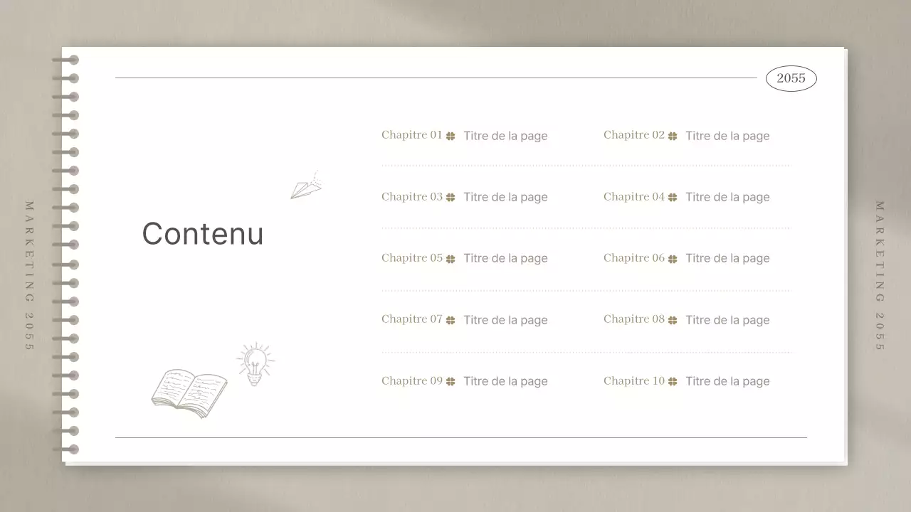 Compte rendu de réunion d'étude de marché dans un simple carnet de notes de couleur beige