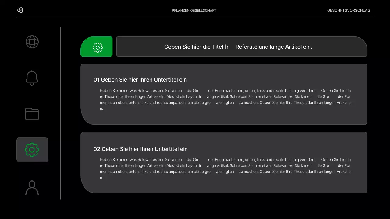 Business Business Vorschlag in schwarz und grün natürlichen Blatt Konzept