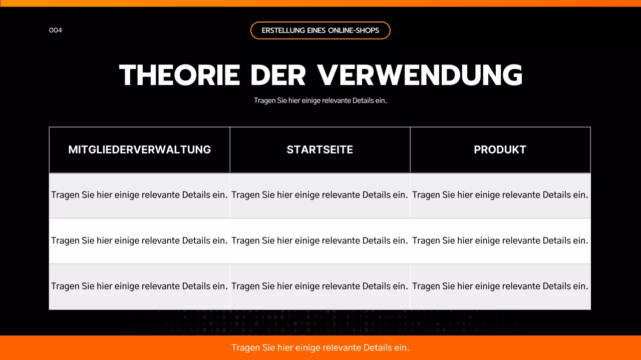 Vorlage eines einfachen, schwarz-orangefarbenen, von der Technik inspirierten Projektauftrags