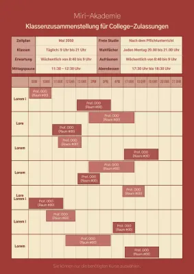 Browns regulärer Kurszeitplan