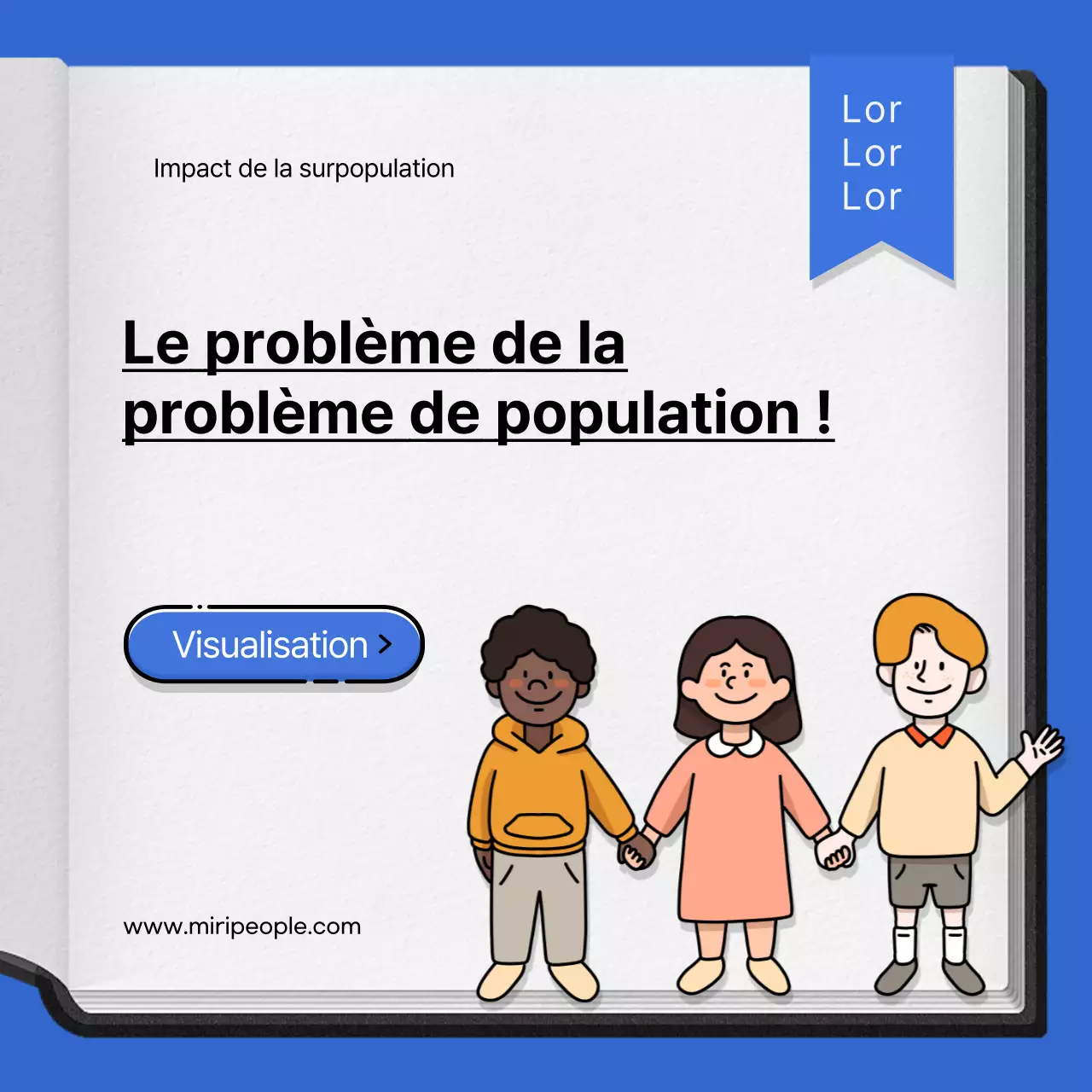 Les problèmes de la population mondiale en bleu et blanc CardNews
