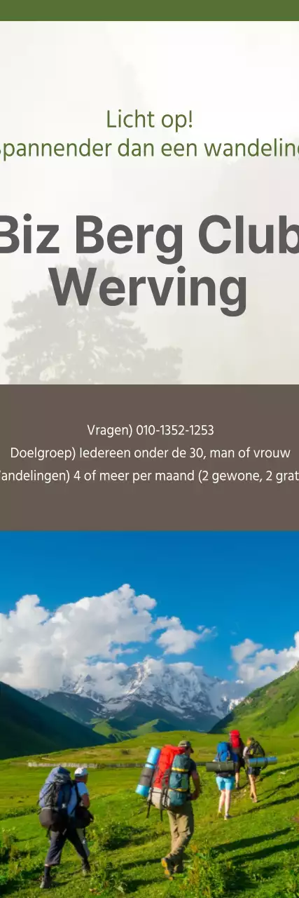 Werven van nieuwe leden voor de Biz Mountaineering Society