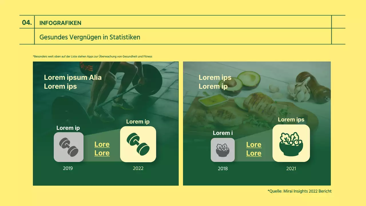 Grünes und gelbes Thema für gesunde Ernährung und gesundes Vergnügen