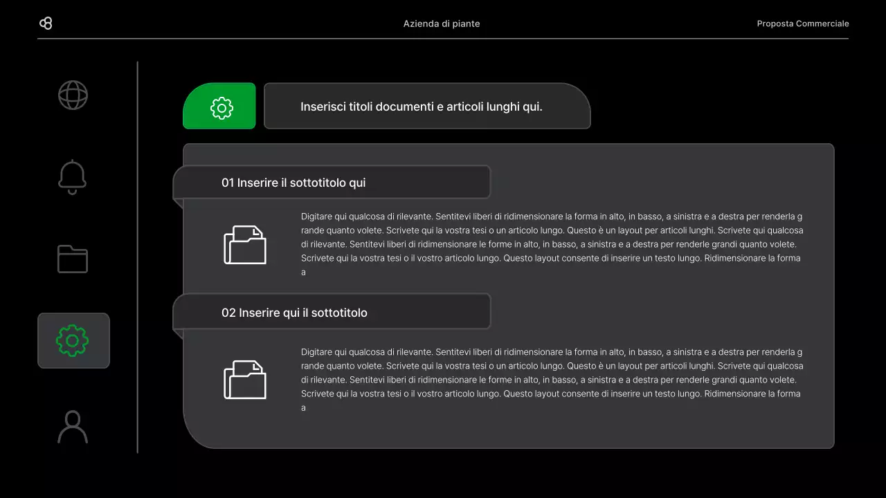 Proposta di business in nero e verde concetto di foglia naturale