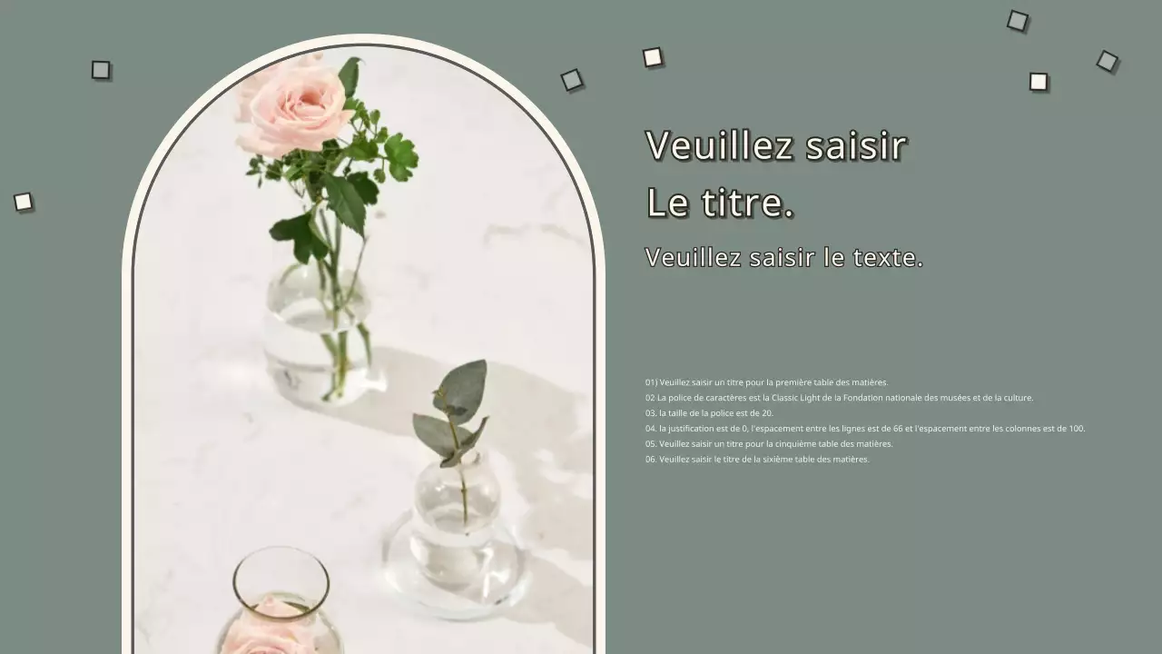 Présentation vintage en kaki et crème