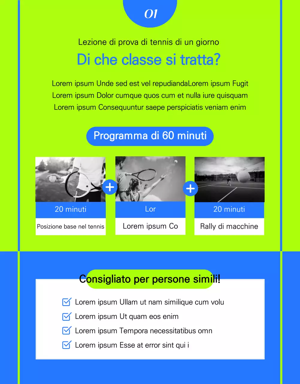 Lezioni di tennis di un giorno nei colori blu e neon Biglietto di esperienza di un giorno Lezione 1:1 Salute e fitness MyTennis Academy