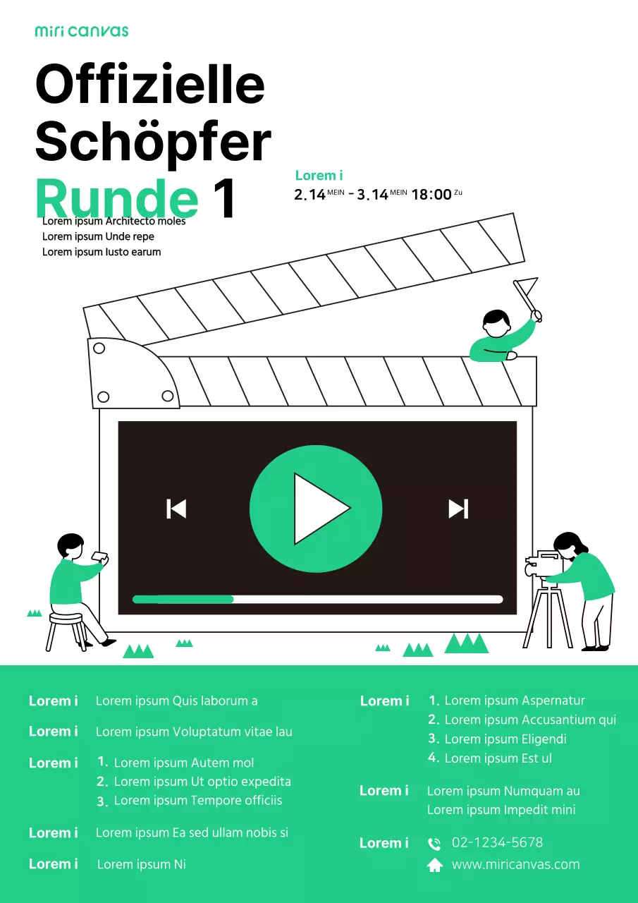 Türkis Niedliche Illustration Rekrutierung Webposter