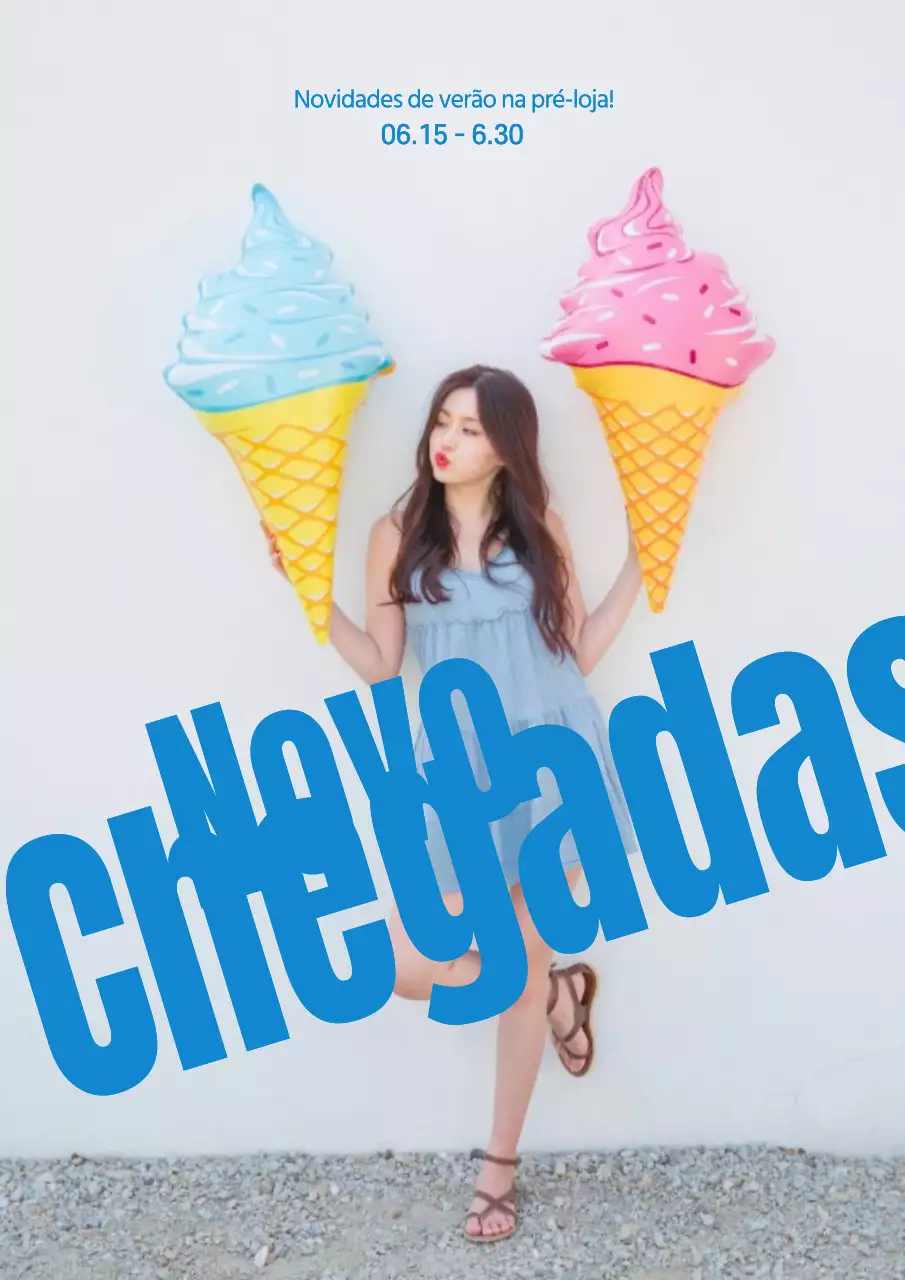 Cartaz de venda de recém-chegados com estilo em azul