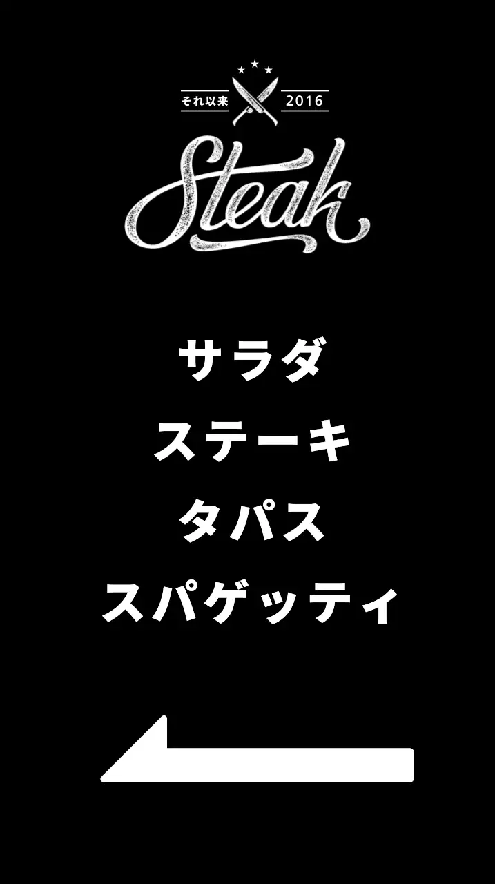 黒い背景にステーキの写真が入ったレストランのバナー