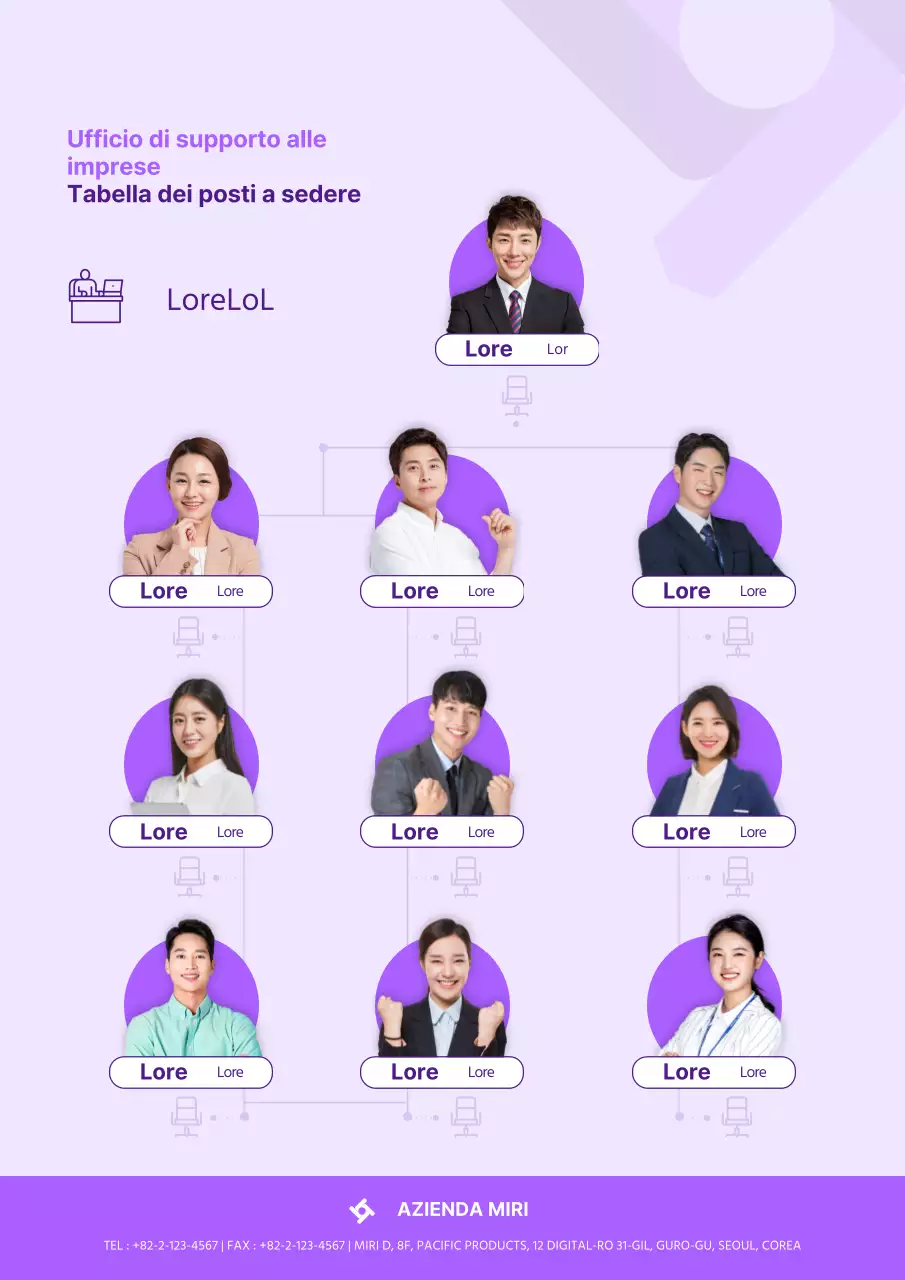 Tabella dei posti a sedere aziendale viola semplice e orientata alle persone