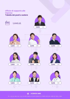 Tabella dei posti a sedere aziendale viola semplice e orientata alle persone