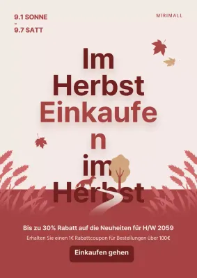 Werben Sie für Ihren Herbstverkauf mit einer hübschen herbstlichen Illustration in Rot