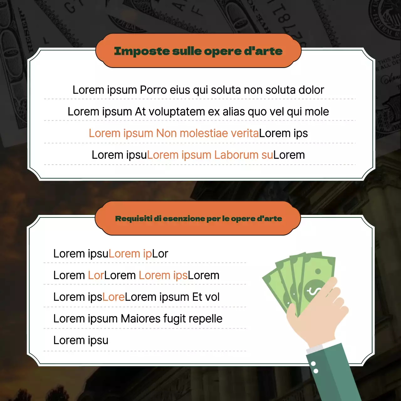 I lussuosi consigli fiscali e di investimento in arte arancione e verde di ArtTech