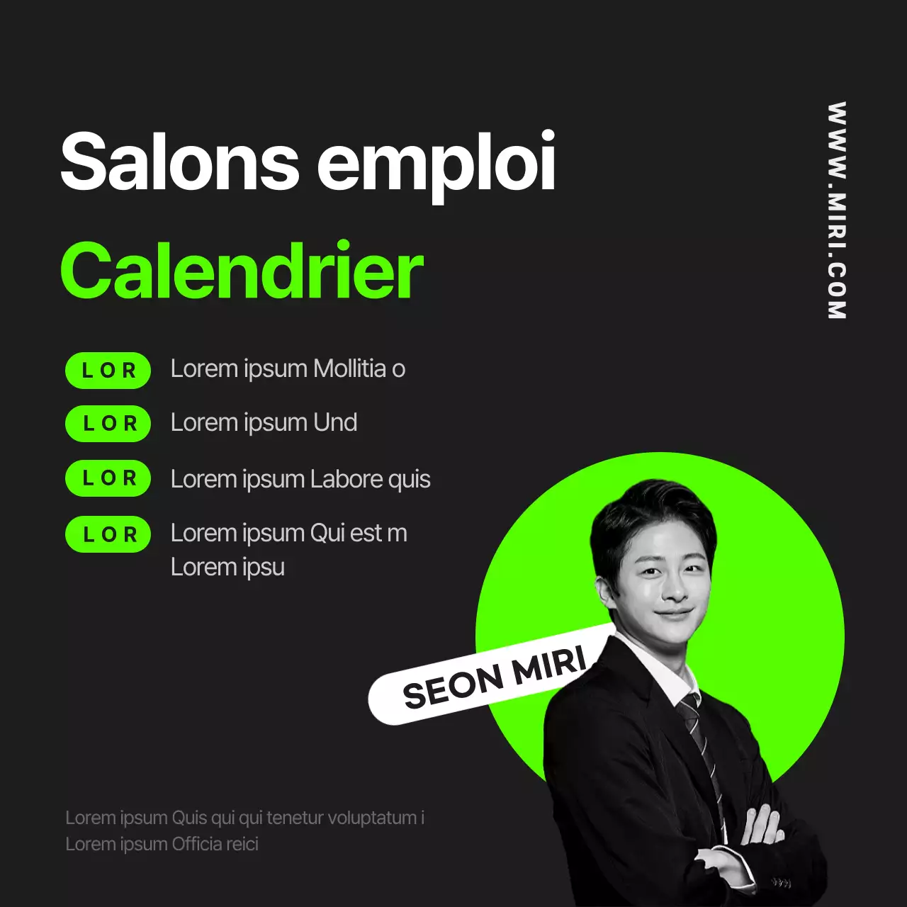 Offres d'emploi en ligne en noir et en couleurs fluorescentes