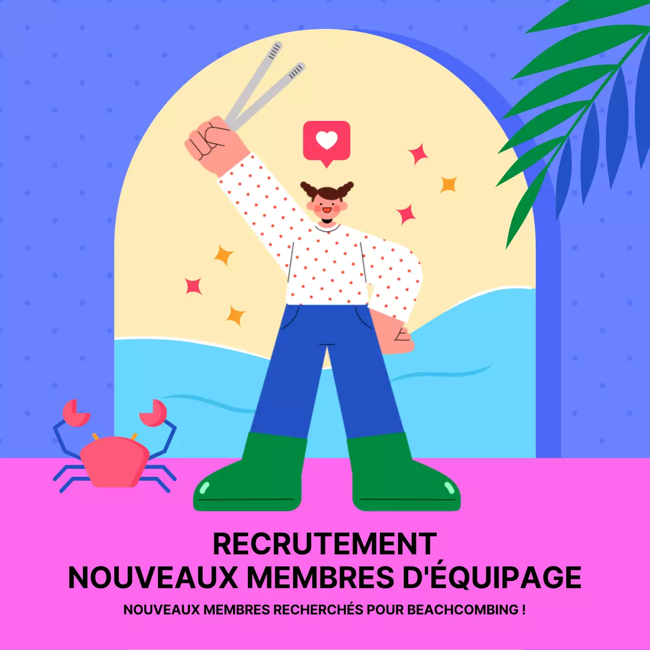 Recrutement de l'équipe bleue et violette de beachcombing