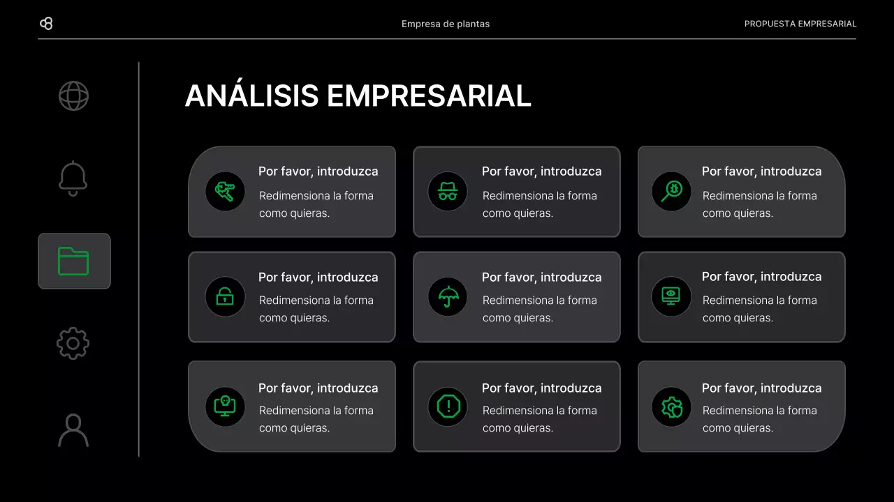 Propuesta de negocio de negocios en negro y verde concepto de hoja natural