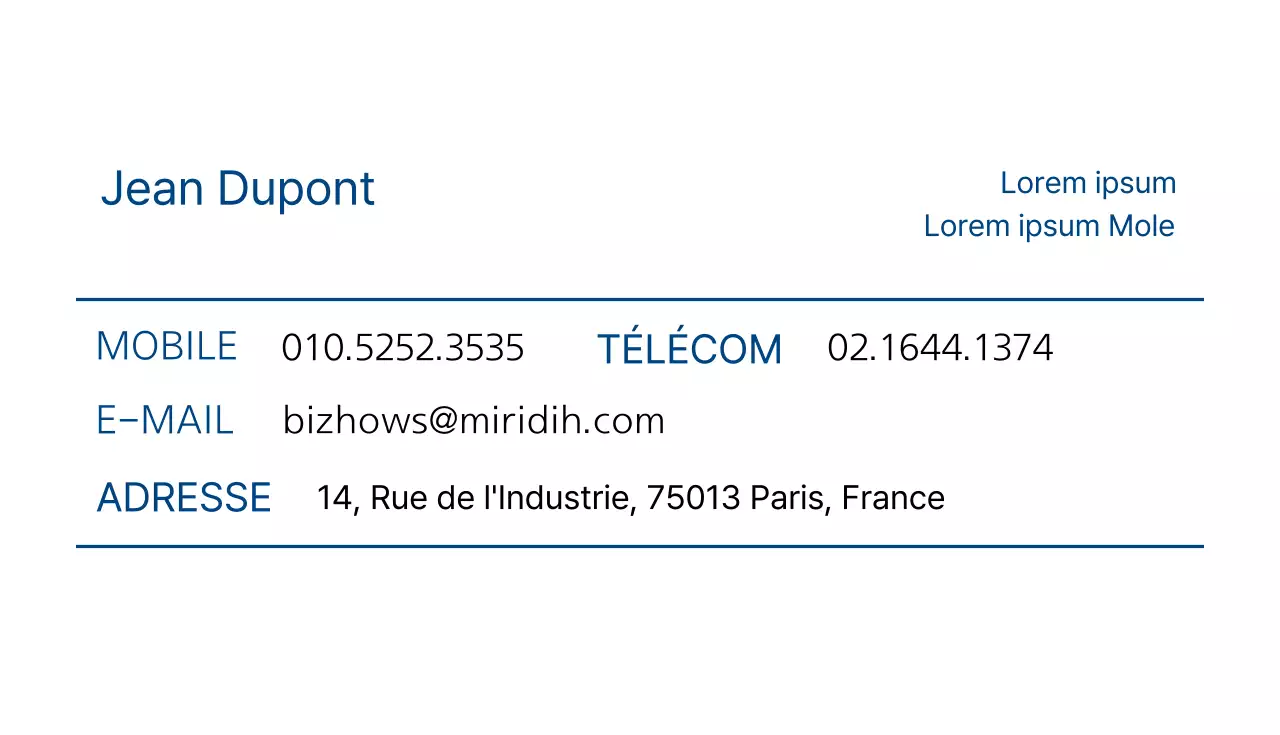 Cartes de visite d'entreprise