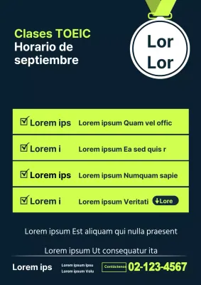 Un sencillo folleto verde y negro para un curso de preparación de exámenes de acceso