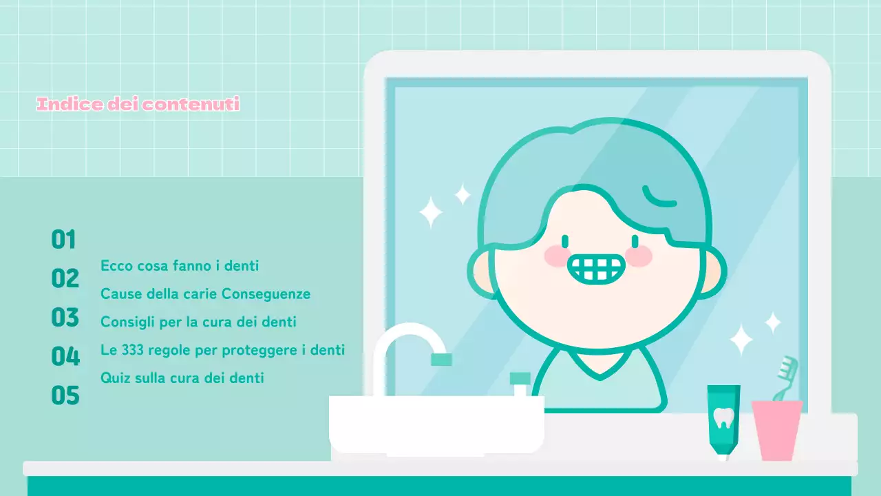 Illustrazione di un bambino carino alla mentaEducazione alla salute dentale