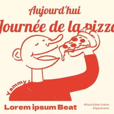Promouvoir un événement minimaliste rouge et jaune pour la Journée de la pizza