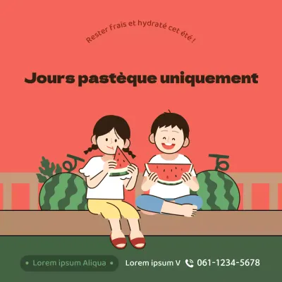 Thème de la pastèque avec un concept d'illustration aux lignes épurées