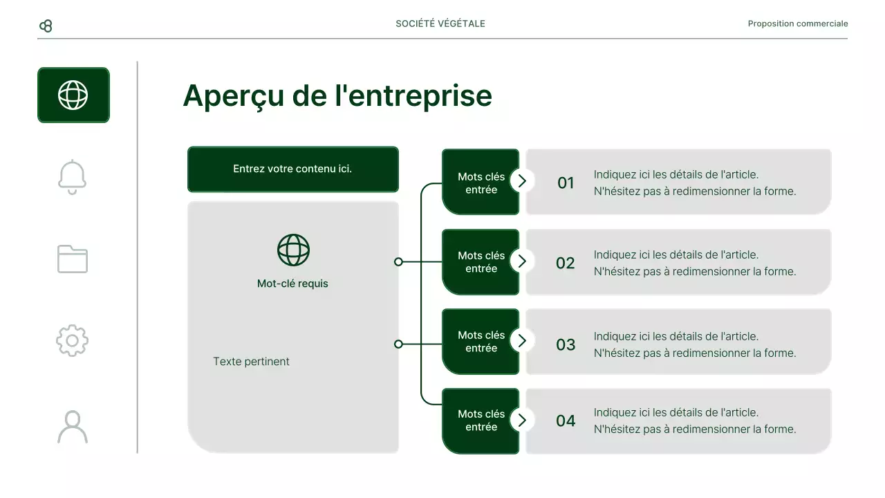 Proposition d'affaires en blanc et vert, concept de feuille naturelle