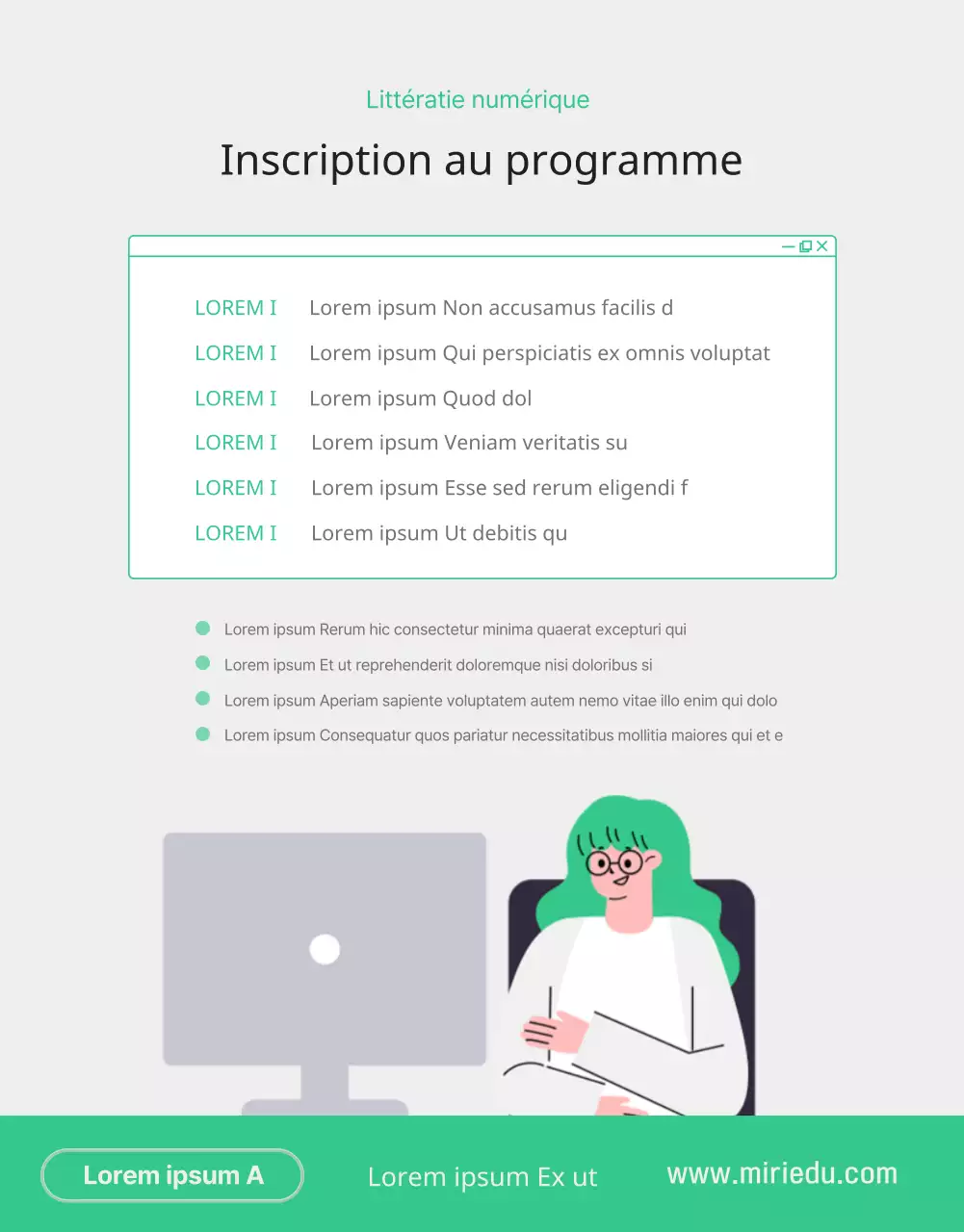 Programme d'alphabétisation numérique illustré par l'écopropre page de détail