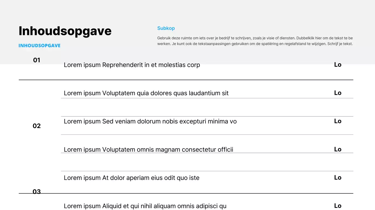 Eenvoudig bedrijf in wit en lichtblauw