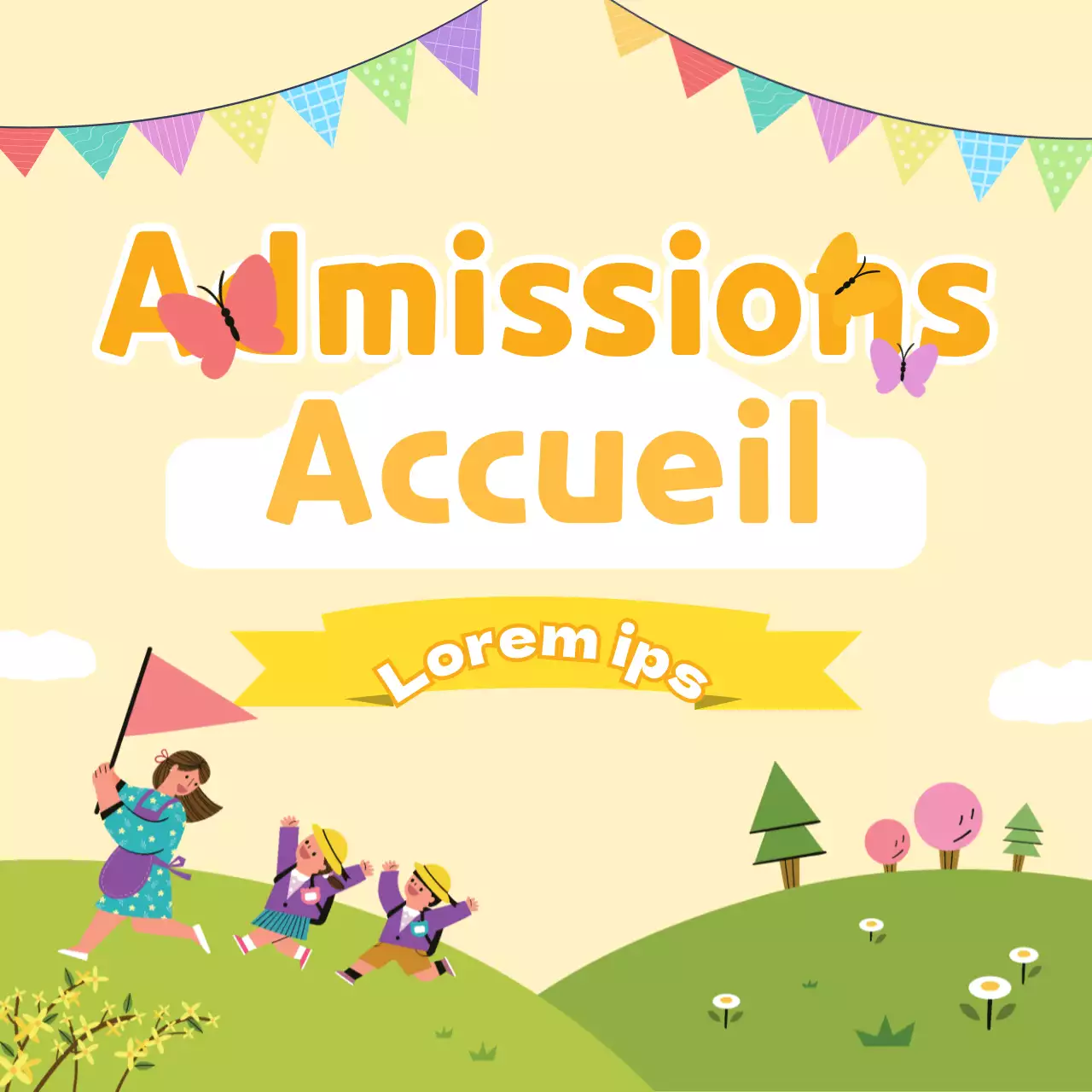 Accueil d'enfants mignons sur fond jaune vif