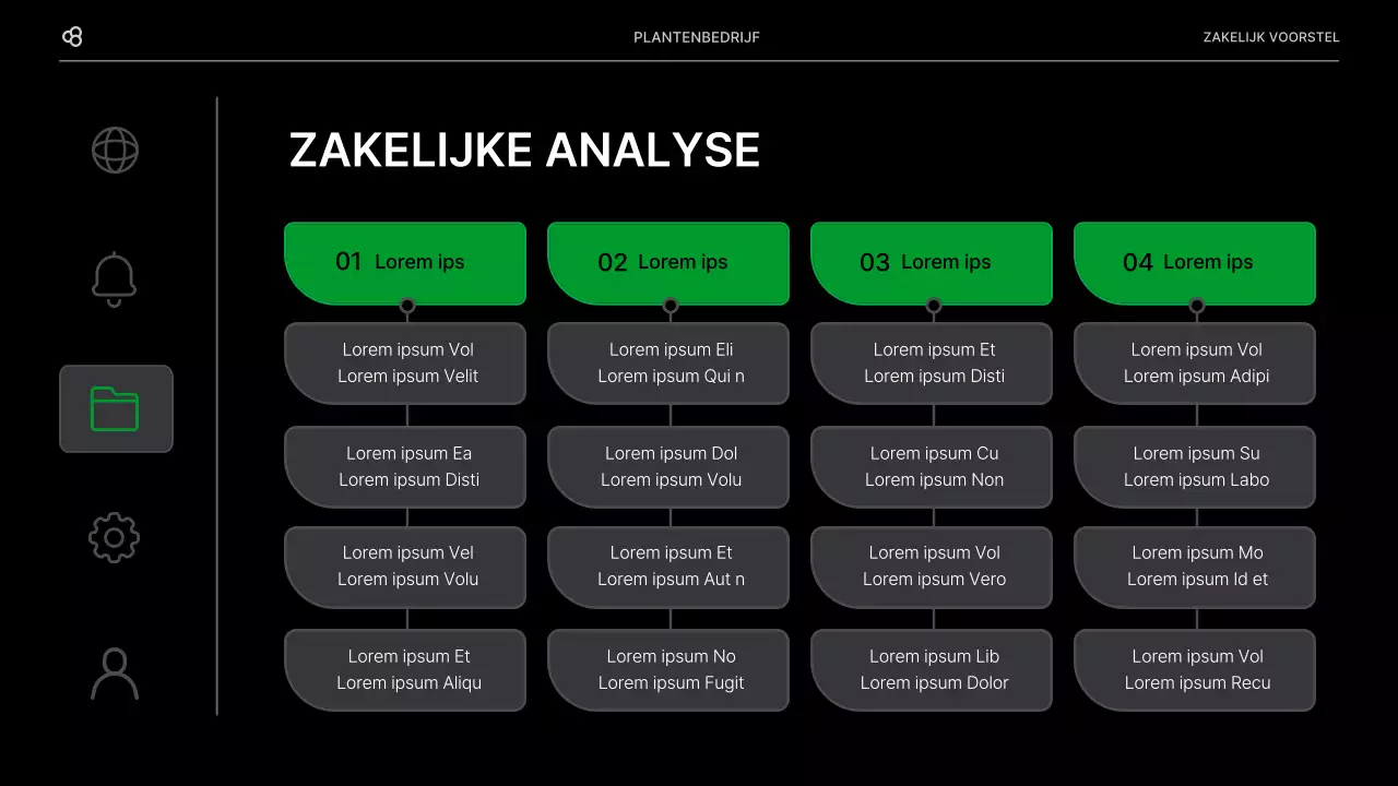 Zakelijk zakelijk voorstel in zwart en groen natuurlijk bladconcept