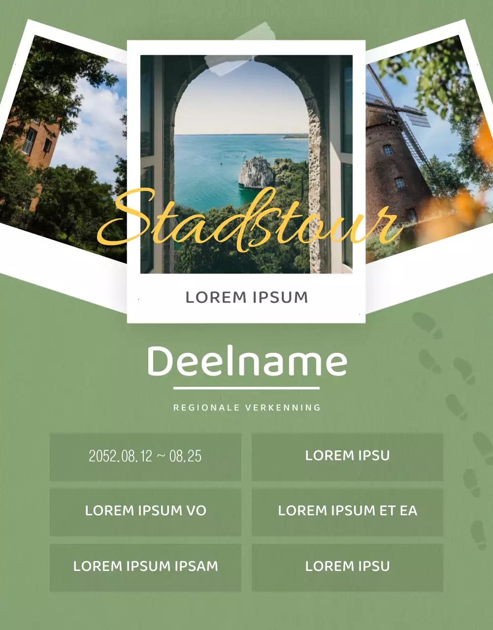 Polaroid concept gebiedsverkenningsprogramma in lichtgroen en geel