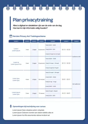 Blauw Heldere en leesbare documentatiestijl voor trainingsschema's