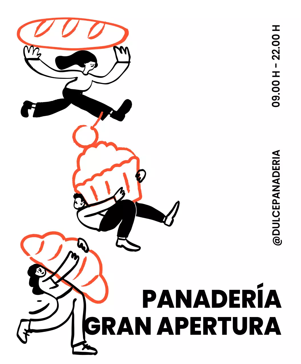 Una panadería sentimental y luminosa con pinturas a mano rojas y negras