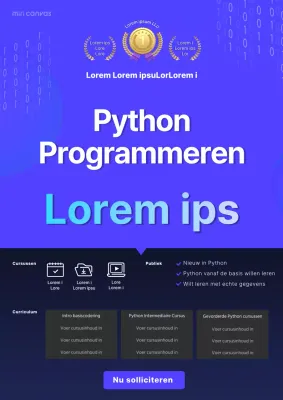 blue simple iteducationreclame pythoneducationkleurrecruitmentposterwebposter