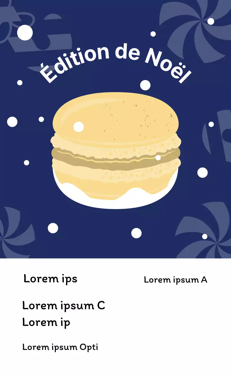 Jaune bleu marine illustration mignon Noël café dessert macaron étiquette