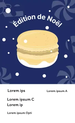 Jaune bleu marine illustration mignon Noël café dessert macaron étiquette